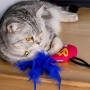 Іграшка для котів, рожевий папуга з дзвіночком, фото 2