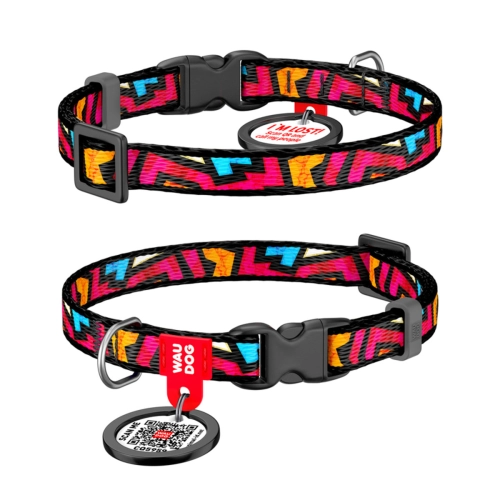 WAUDOG Nylon «Графіті» Нашийник для собак нейлоновий з QR паспортом, пластиковий фастекс
