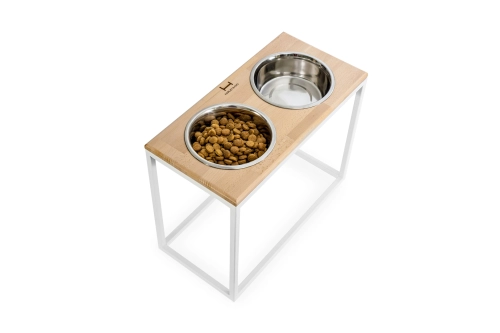 Dinner Natural wood + White Миски на підставці