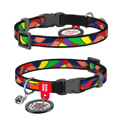 WAUDOG Nylon «Вітраж» Нашийник для котів, нейлоновий з QR паспортом, пластиковий фастекс