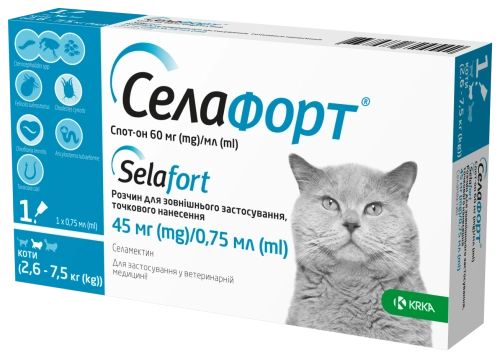 Селафорт спот-он для котів, 1 піпетка