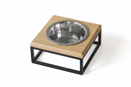 Lunch Bar Natural wood + Black Одна миска на підставці
