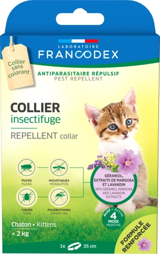 Laboratoire Repellent Collar Нашийник з репелентною дією від бліх і кліщів для кошенят з гераніолом, 35 см