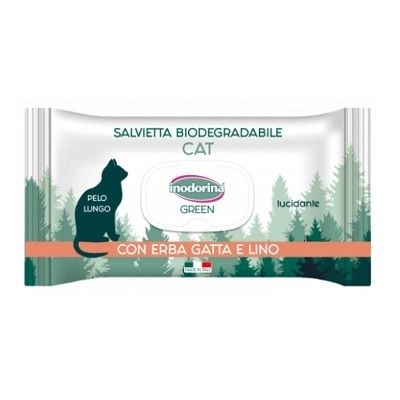 Bio con erba gatta e lino вологі біорозкладні серветки для довгошерстих котів з м`ятою та льоном