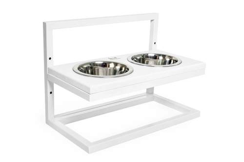 Lift White Wood + White Миски на підставці з регульованою висотою