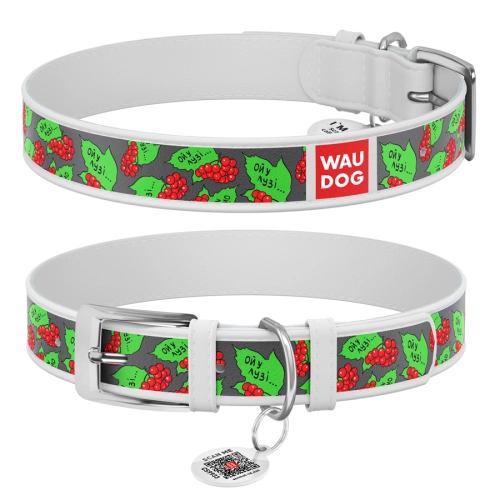 WAUDOG Design "Калина" Нашийник для собак, шкіряний, білий