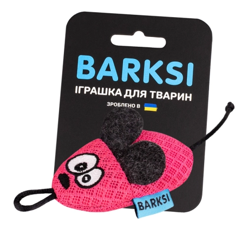Іграшка для котів, рожева мишка з дзвіночком