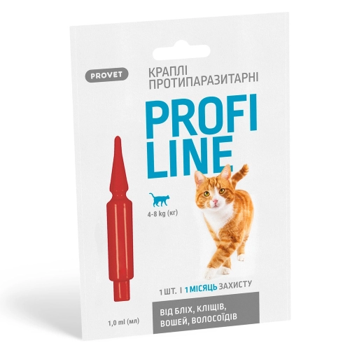 PROFILINE - краплі проти бліх для котів від 4 до 8 кг (1 шт піпетка)