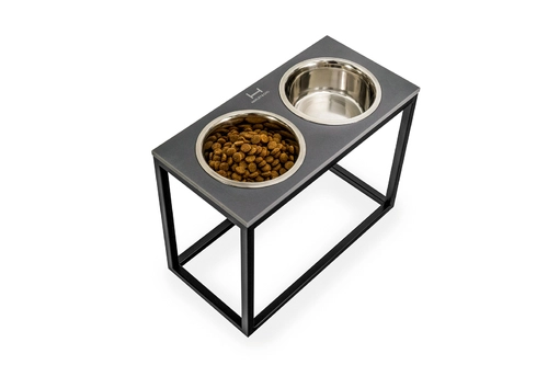Dinner Gray Stone + Black Миски на підставці
