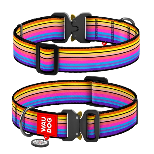 WAUDOG Nylon «Лінії 1» XXL, Нашийник для собак нейлоновий з QR паспортом,  металева пряжка-фастекс