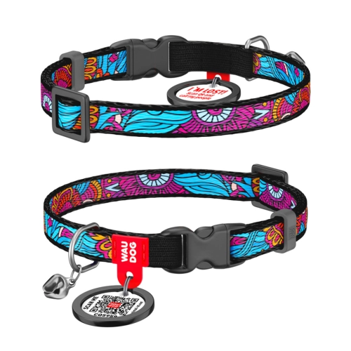 WAUDOG Nylon «Літо» Нашийник для котів, нейлоновий з QR паспортом, пластиковий фастекс
