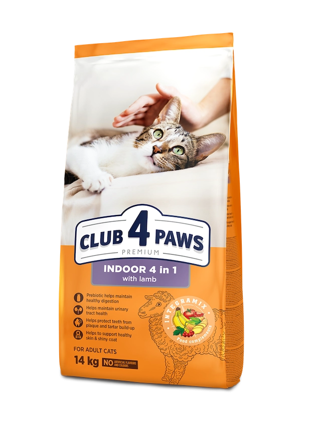 CLUB 4 PAWS Premium Adult Cats Indoor 4 in 1 with Lamb