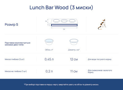 Миски - Lunch Bar White Wood + Black Три миски на подставке