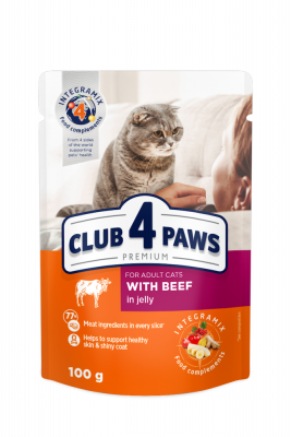 Консервований корм - Вологий корм для дорослих котів з яловичиною в желе